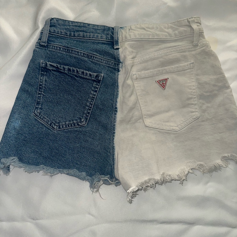 Guess twin-tone two-tone rework Y2K 90s aesthetic high waist shorts